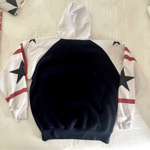 Vintage Washington DC USA American Flag Spell Out Sweatshirt Hoodie Embroidered - Picture 8 of 8